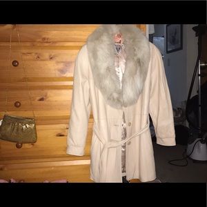 Vintage blush 100% leather jacket fur trim lining